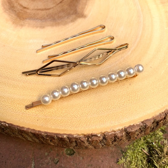 LAST 1 Set Pearl hair clips barrettes Bobby pins - Picture 5 of 7
